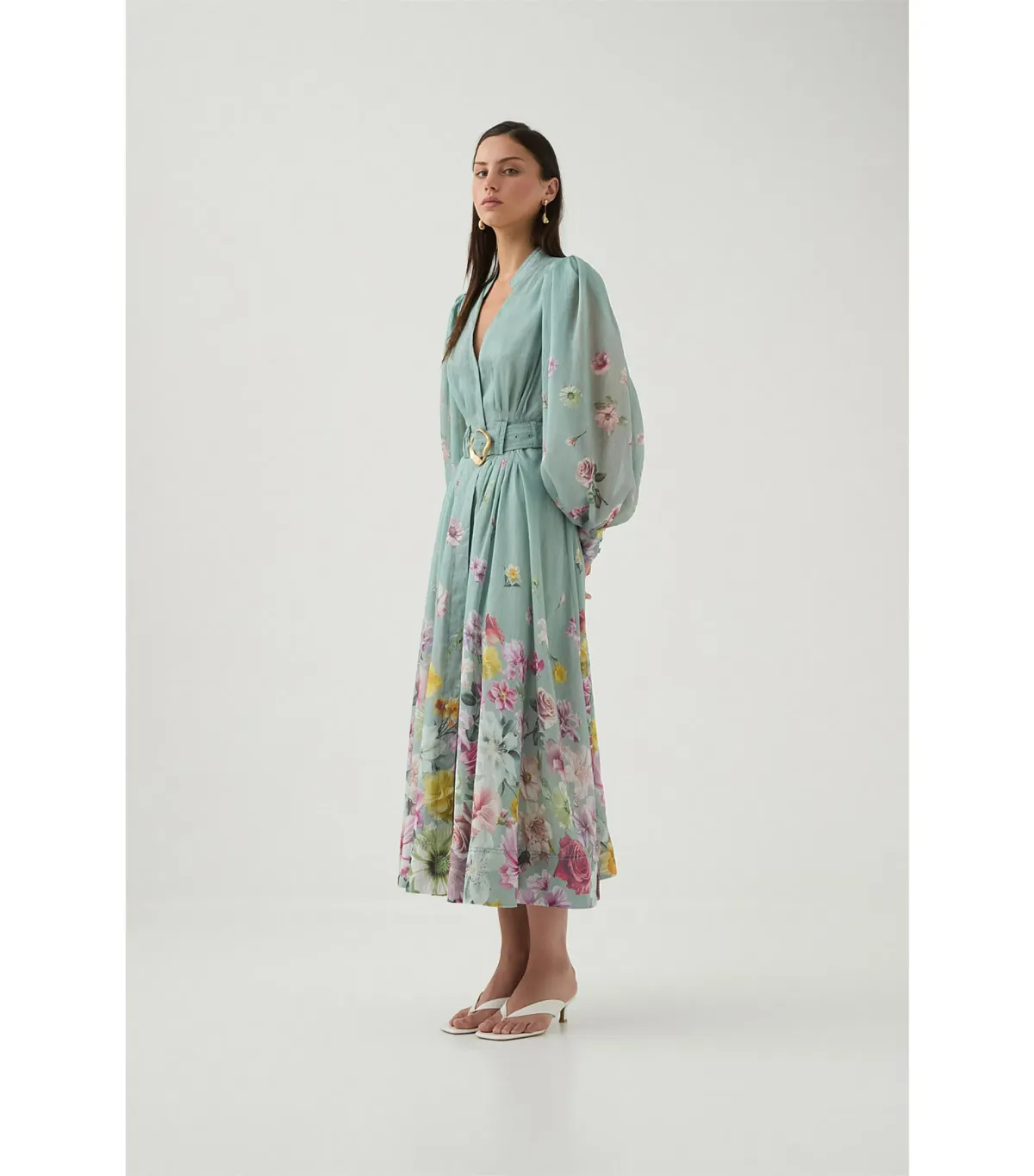 Aje Fleur Shirt Dress Mist Collage Floral Size 10/M - Image 6