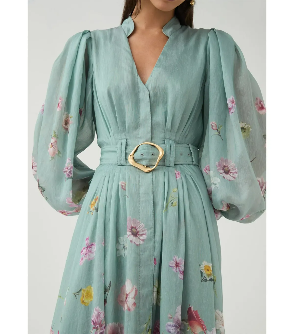 Aje Fleur Shirt Dress Mist Collage Floral Size 10/M - Image 2