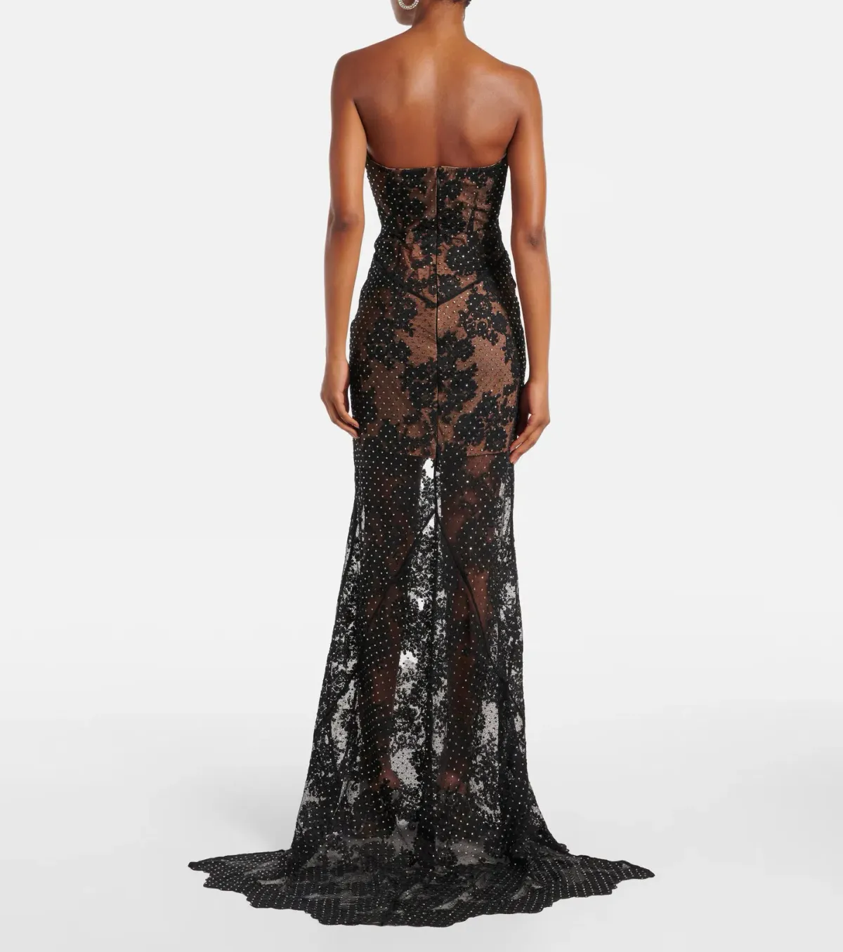 Self Portrait Embellished Sheer Lace Maxi Dress Black Size 10 - Image 3