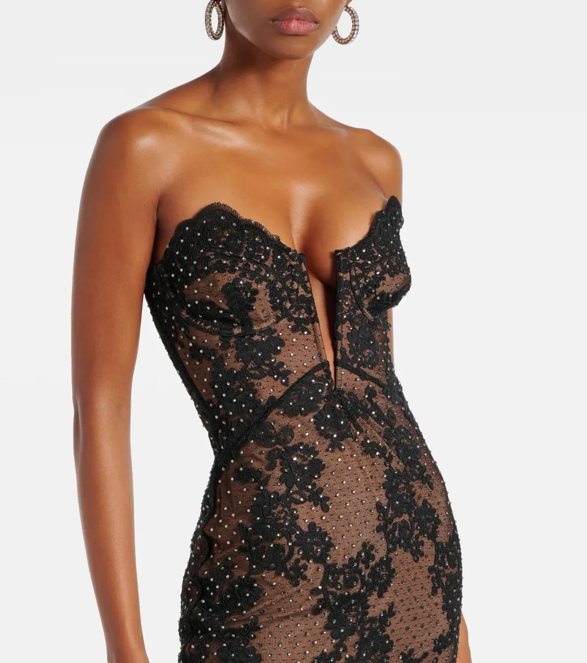 Self Portrait Embellished Sheer Lace Maxi Dress Black Size 10 - Image 2