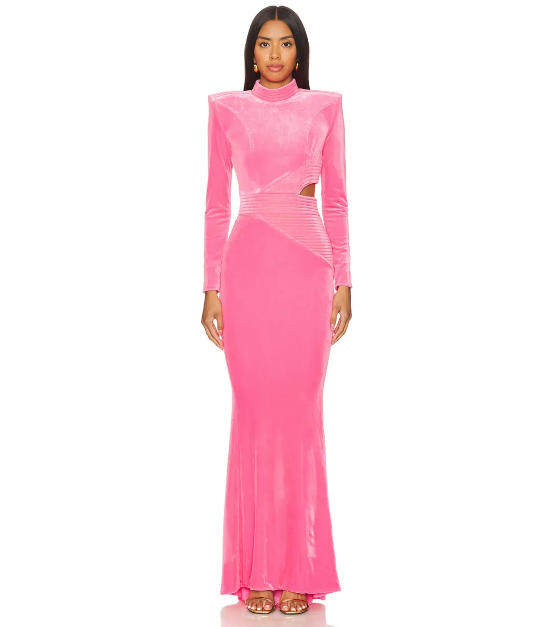 Zhivago Message to Love Maxi Gown Neon Pink Velvet Size AU 6 for rent on The Volte - main image