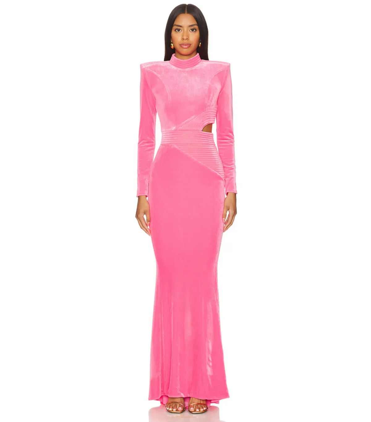 Zhivago Message to Love Maxi Gown Neon Pink Velvet Size AU 6 for rent on The Volte - main image