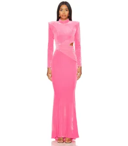 Zhivago Message to Love Maxi Gown Neon Pink Velvet Size AU 6 for rent on The Volte - image 1