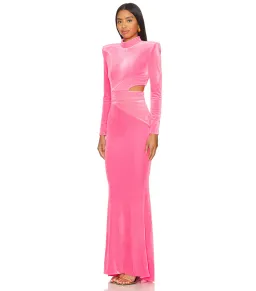 Zhivago Message to Love Maxi Gown Neon Pink Velvet Size AU 6 for rent on The Volte - image 2