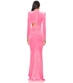 Zhivago Message to Love Maxi Gown Neon Pink Velvet Size AU 6 for rent on The Volte - image 3