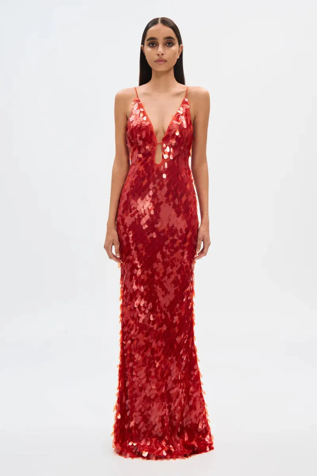 Misha Sapphire Sequin Maxi Dress In Red Size 12/L - Image 1