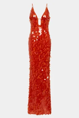 Misha Sapphire Sequin Maxi Dress In Red Size 12/L for rent on The Volte - image 2