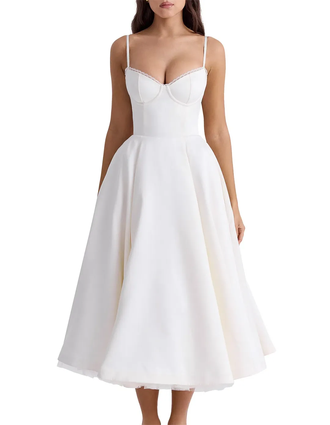 House of CB Mademoiselle White Tull Midi Dress Size AU 6 for rent on The Volte - main image