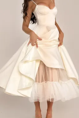 House of CB Mademoiselle White Tull Midi Dress Size AU 6 for rent on The Volte - image 7