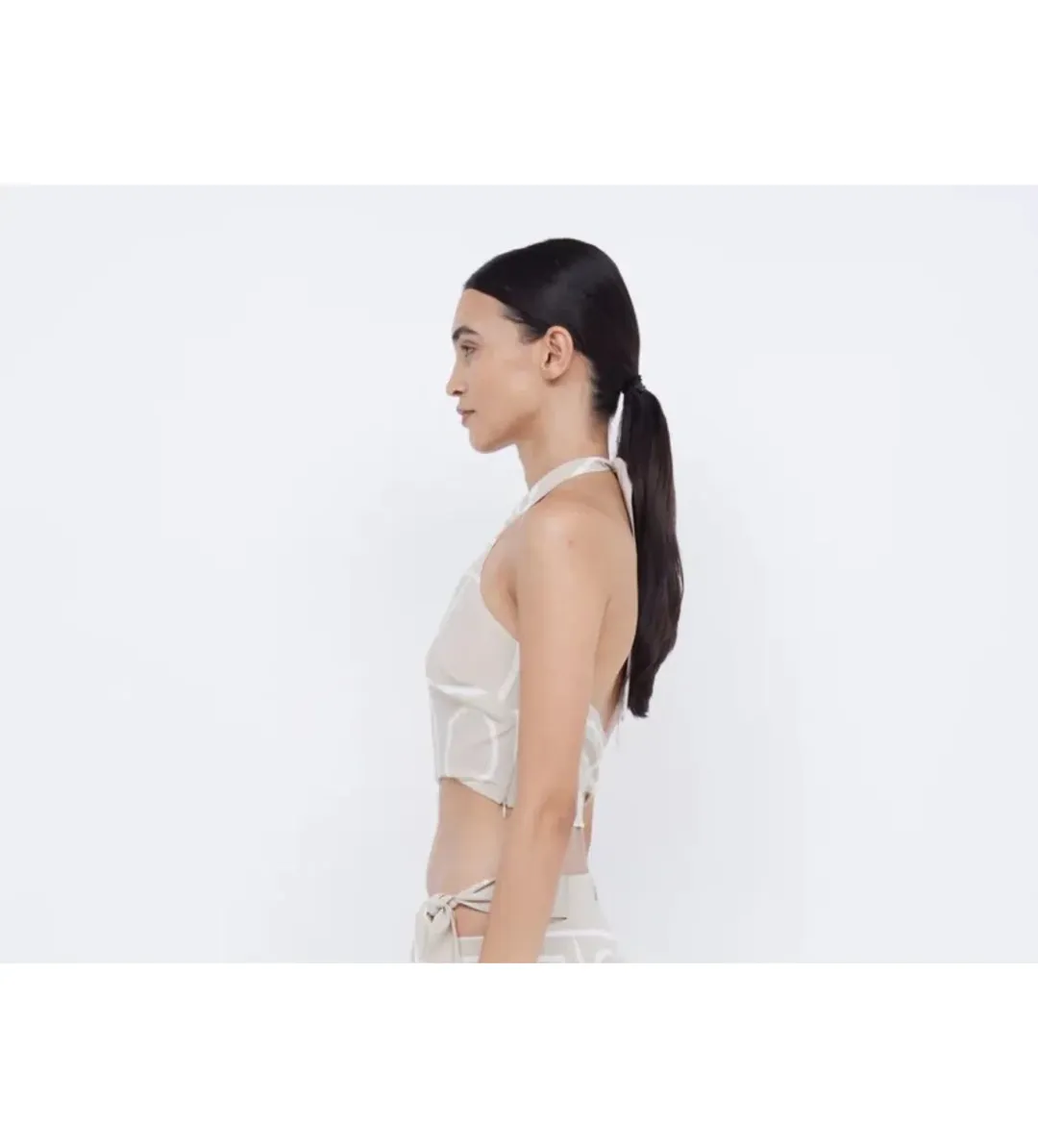 Bec and Bridge Salma Halter Crop Top and Wrap Mini Skirt Set Checkers Size AU 6 for rent on The Volte - main image
