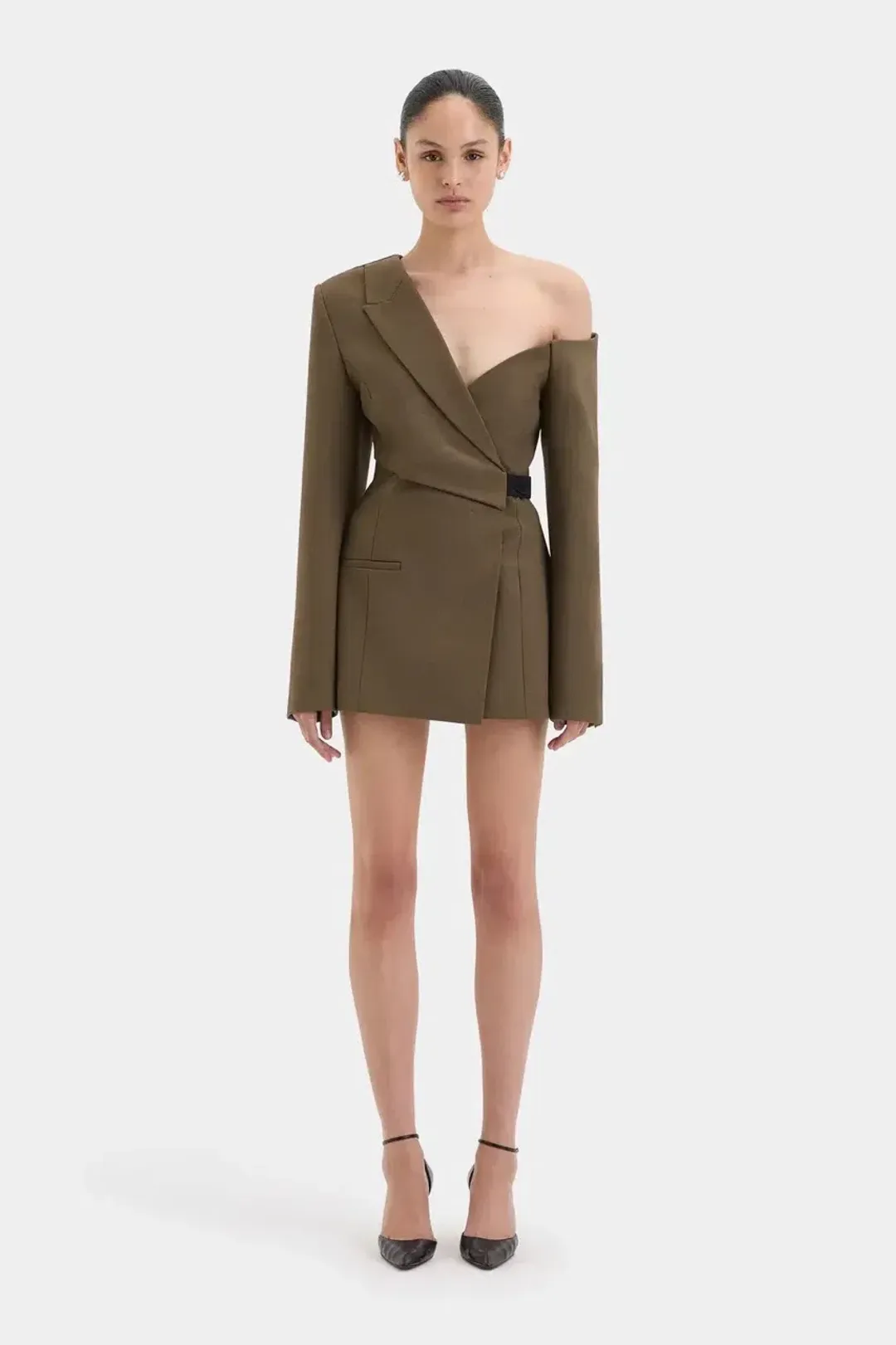 SIR the Label Sartoria Mini Dress Chocolate Marle Size 8 for rent on The Volte - main image