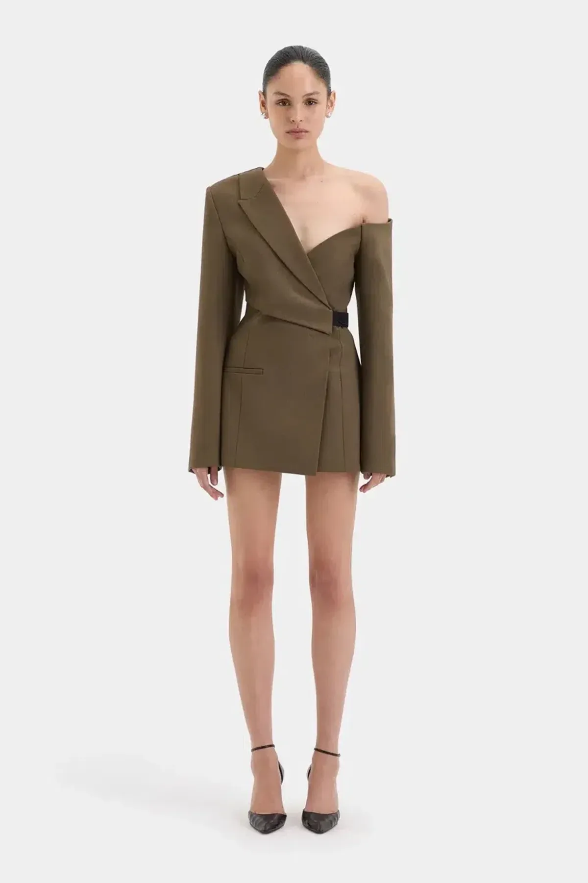 SIR the Label Sartoria Mini Dress Chocolate Marle Size 8 for rent on The Volte - main image
