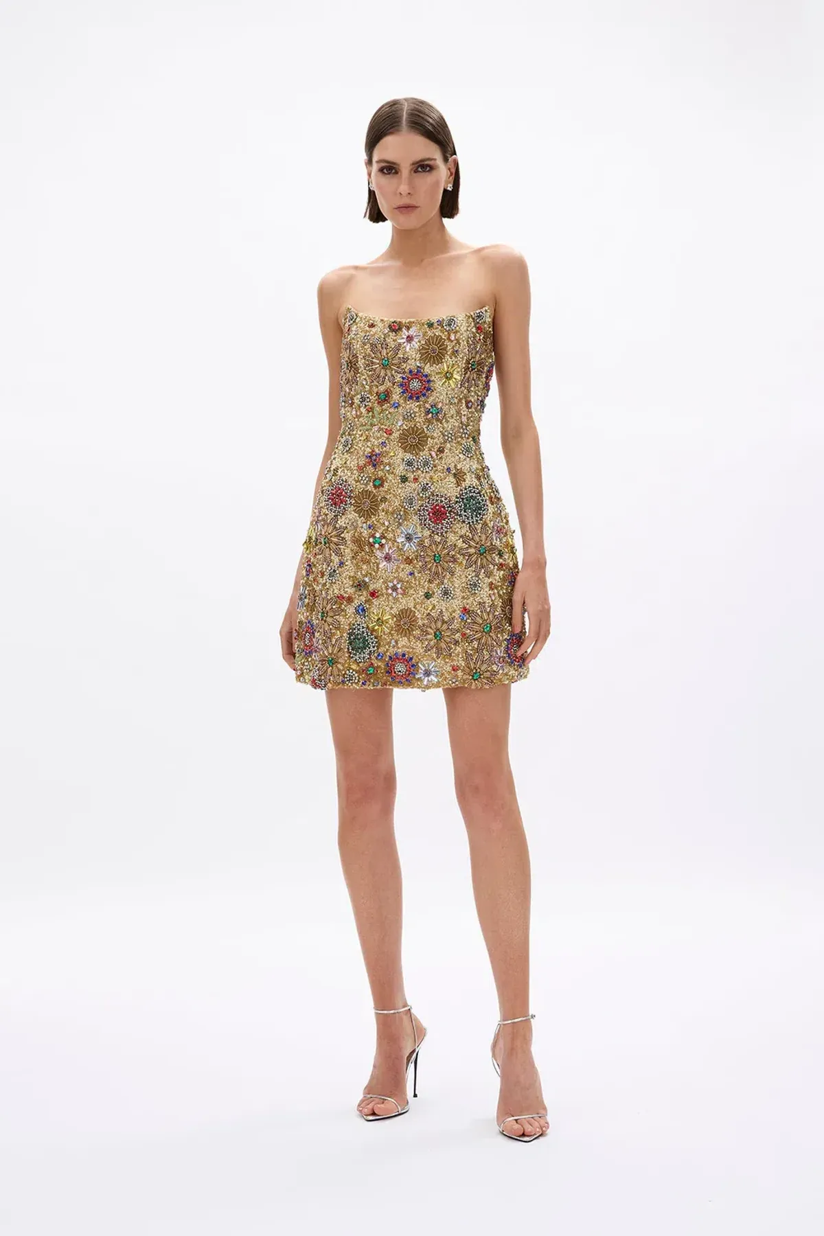 Rachel Gilbert Francesca Mini Dress Gold Size AU 8 for rent on The Volte - main image