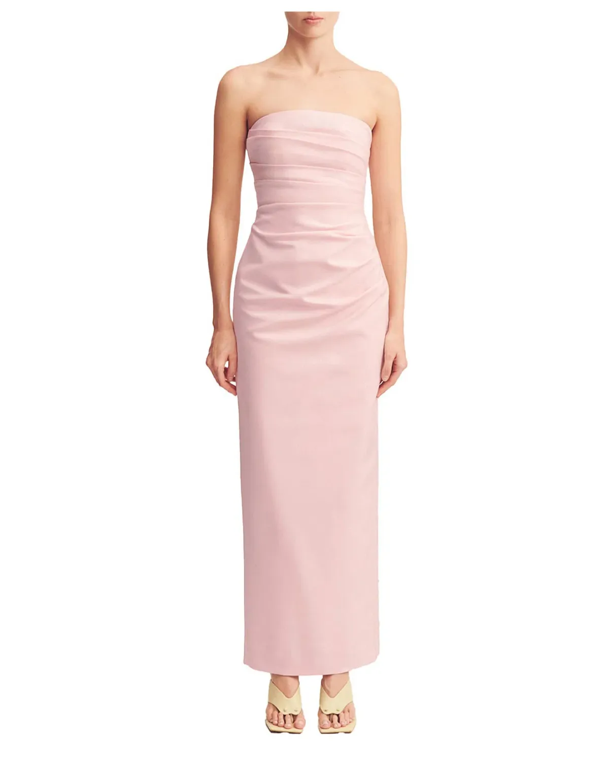 Shona Joy Lani Strapless Draped Maxi dress Fairyfloss Baby Pink Size 8 - Image 1