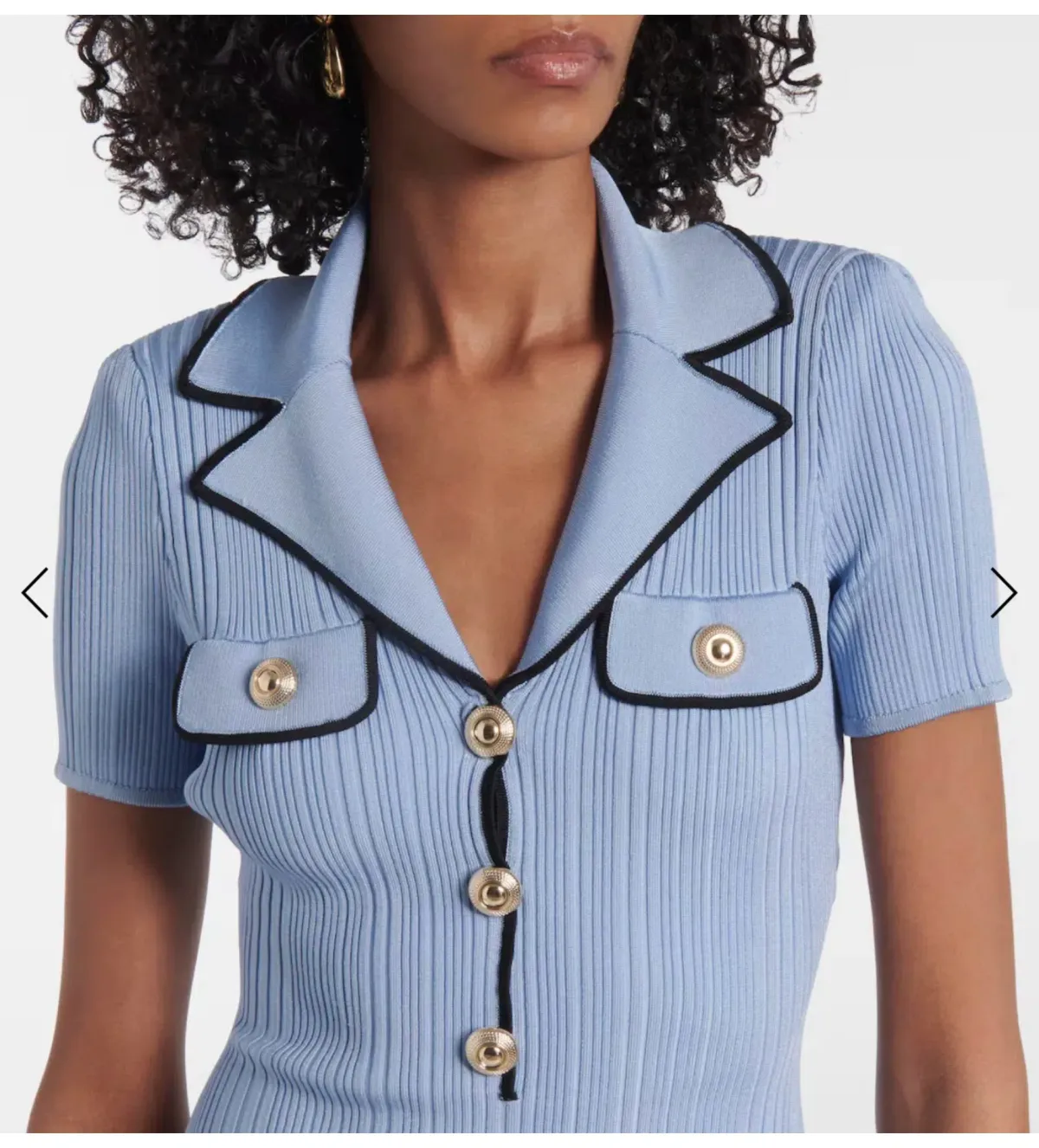 Self Portrait Ribbed Knit Mini Dress Blue Size 10 - Image 3