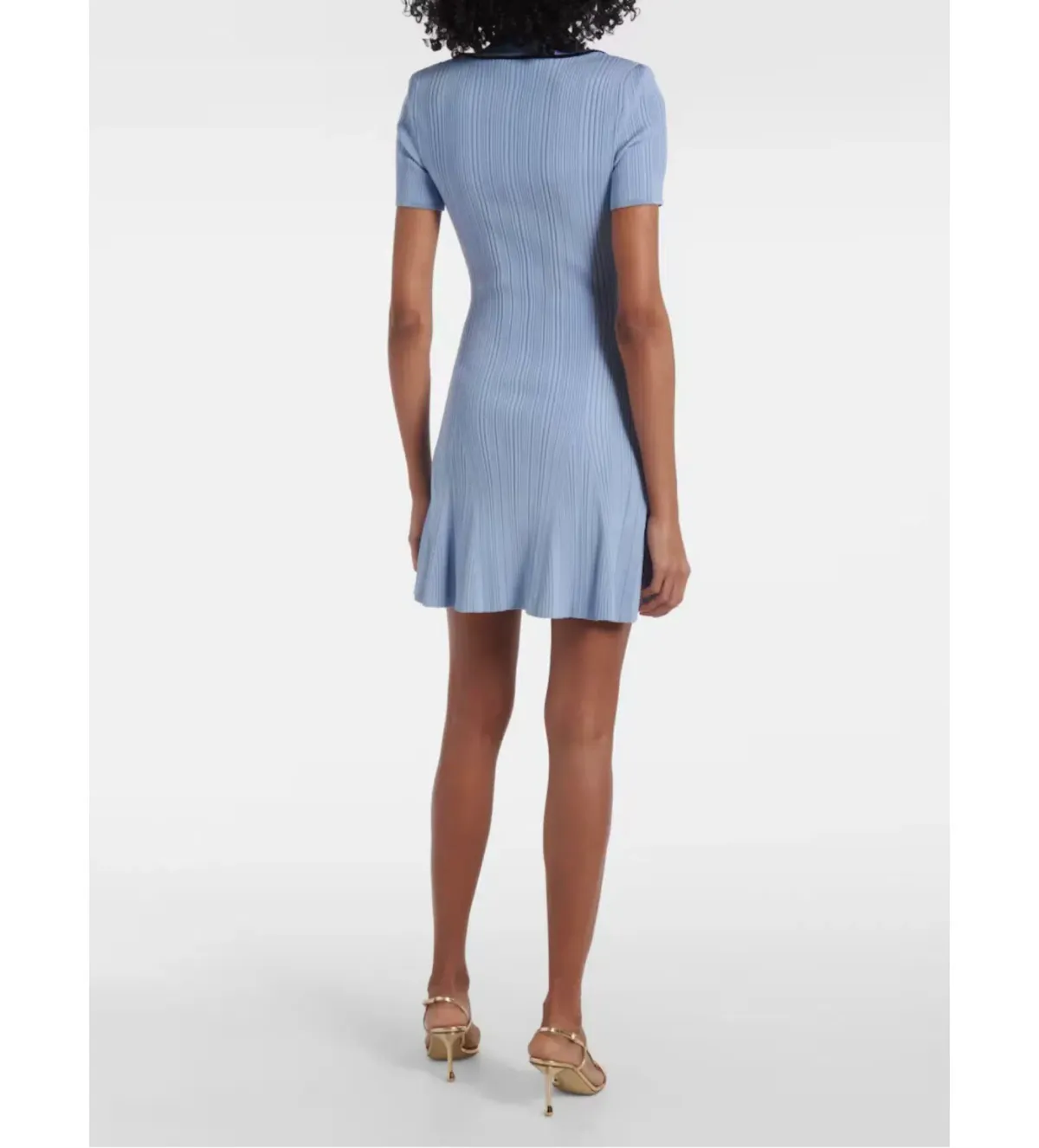 Self Portrait Ribbed Knit Mini Dress Blue Size 10 - Image 2