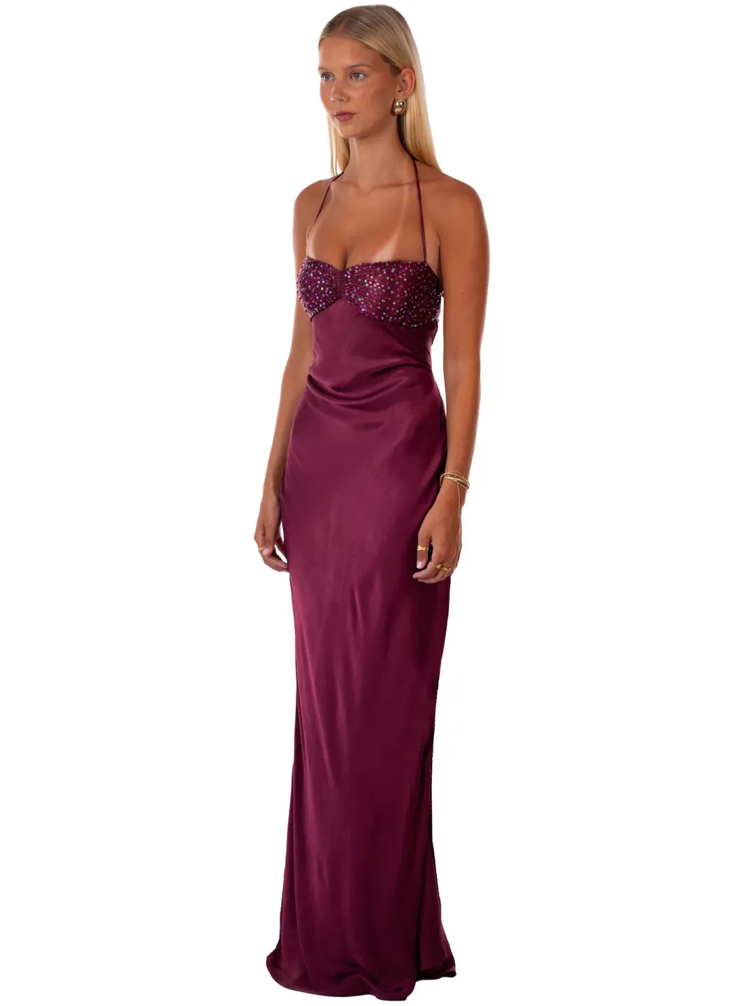 I Am Delilah Jade Maxi Dress in Berry Size M AU 10 for rent on The Volte - main image