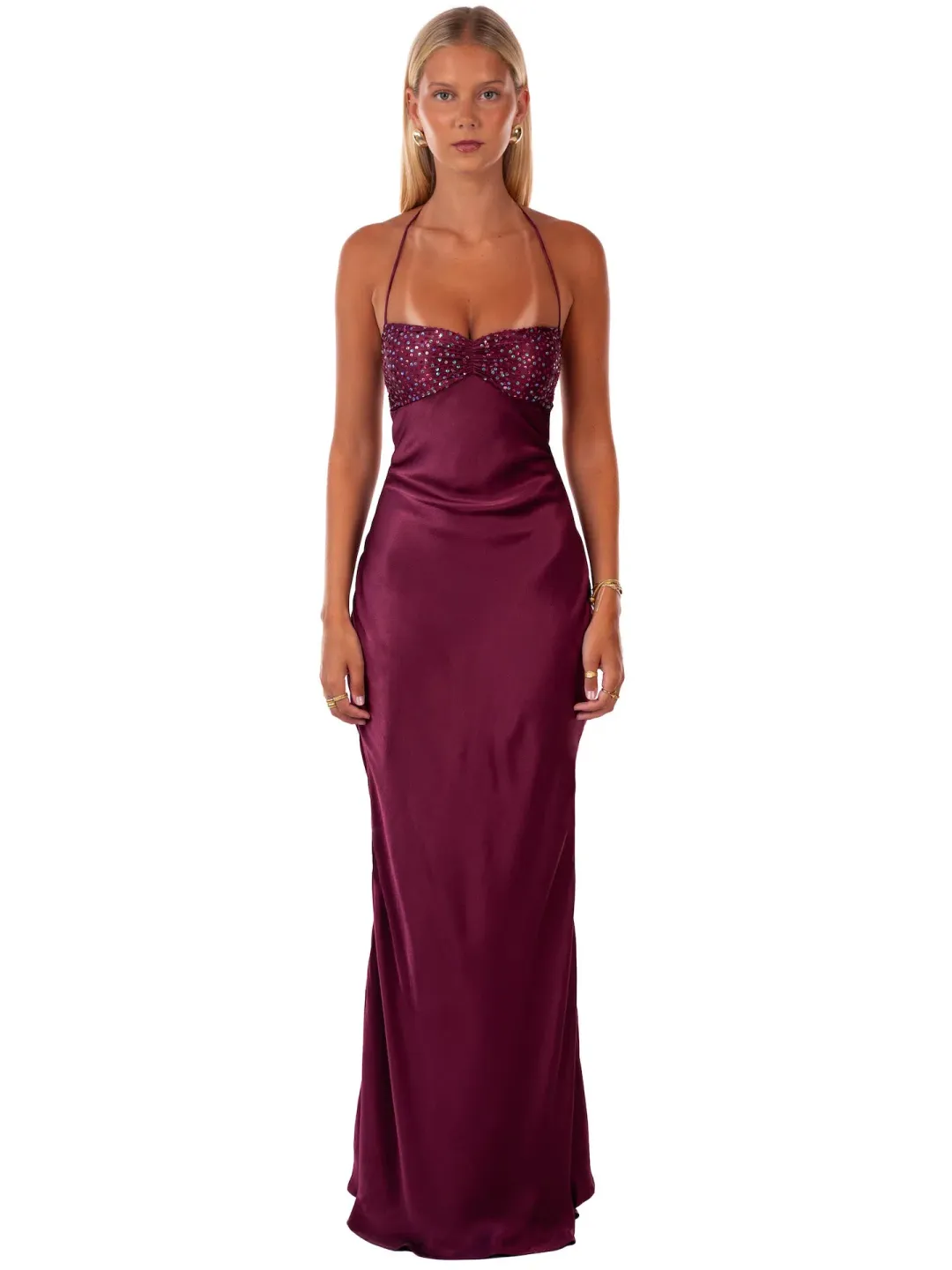 I Am Delilah Jade Maxi Dress in Berry Size S AU 8 for rent on The Volte - main image