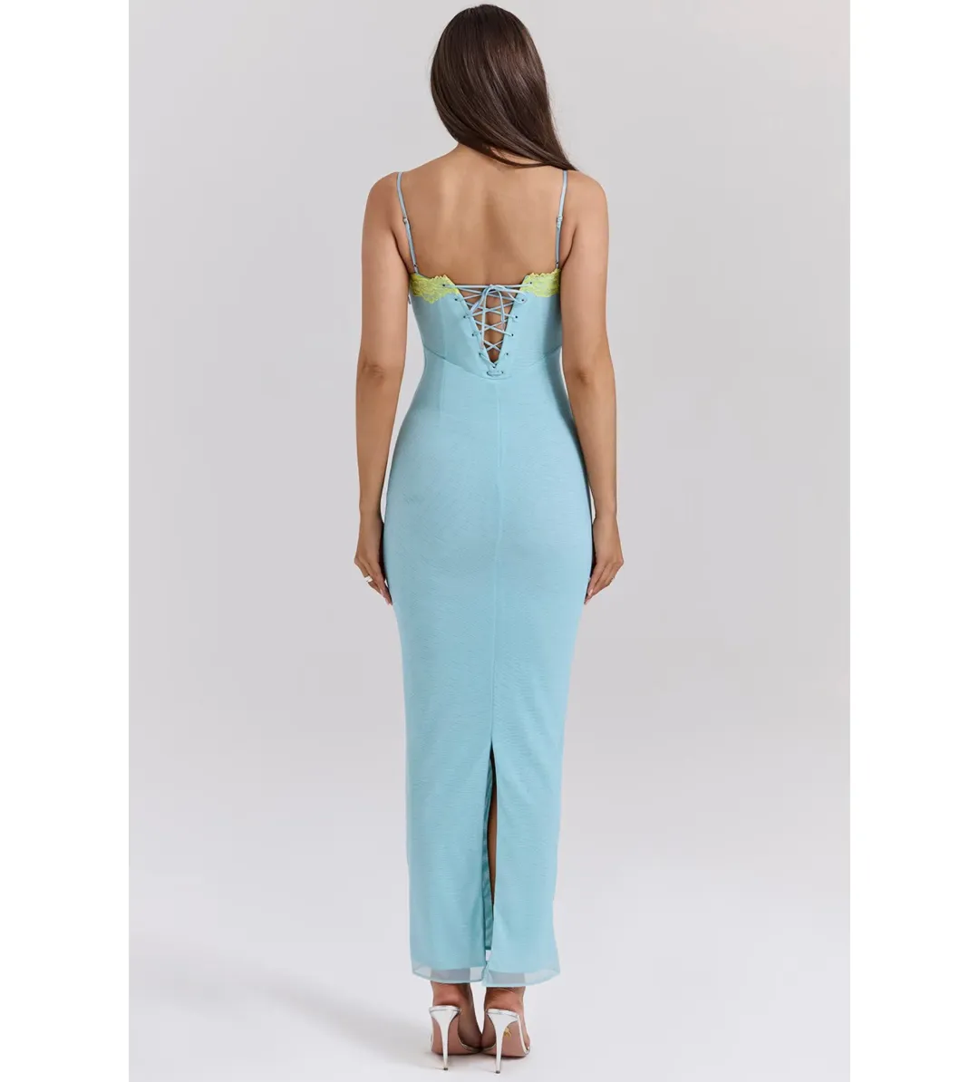 House of CB Aiza Lace Maxi Dress Ocean Blue Contrast Size S AU 8 for rent on The Volte - main image