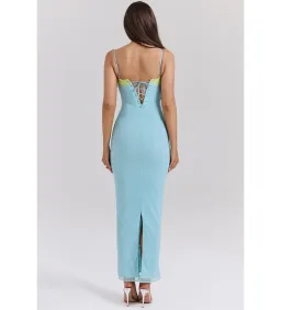 House of CB Aiza Lace Maxi Dress Ocean Blue Contrast Size S AU 8 for rent on The Volte - image 4