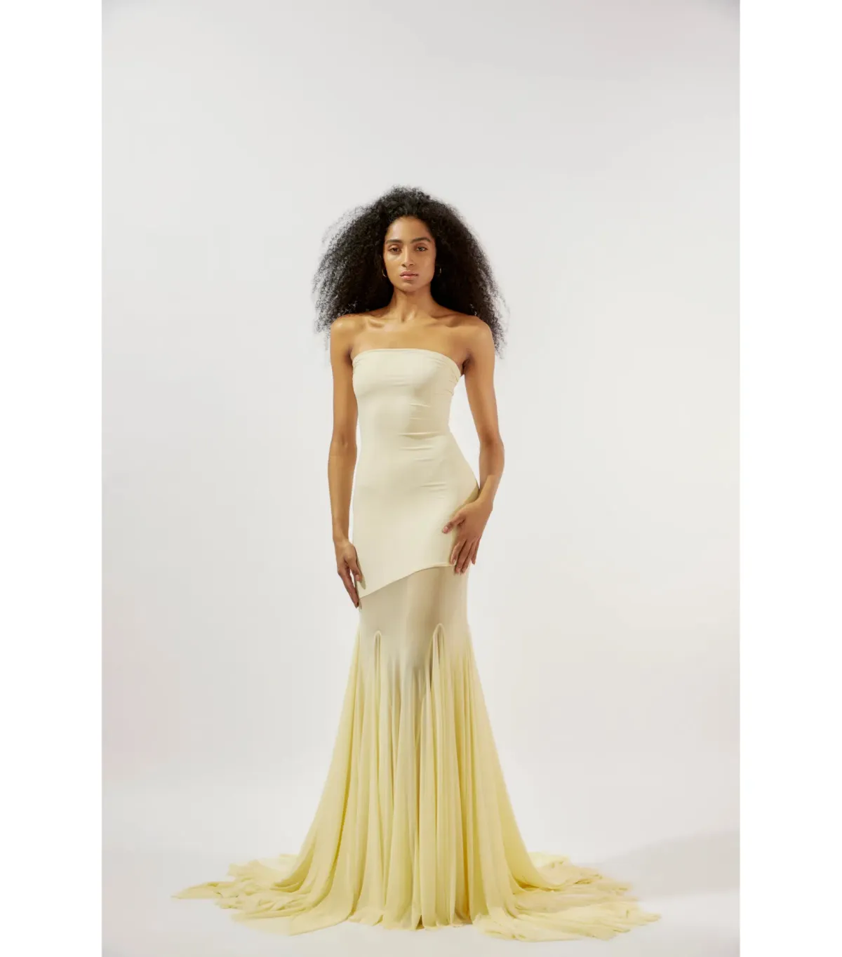 Deme By Gabriella Dahlia Strapless Gown Butter Yellow Size AU 6 for rent on The Volte - main image