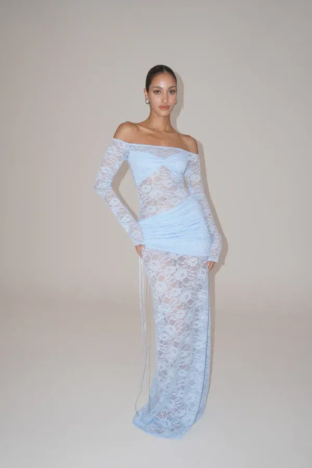 Deconduarte Christiana Maxi Dress Powder Blue Size 8 for rent on The Volte - main image