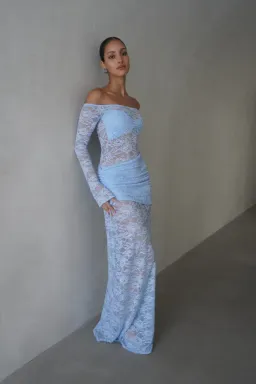 Deconduarte Christiana Maxi Dress Powder Blue Size 8 for rent on The Volte - image 2