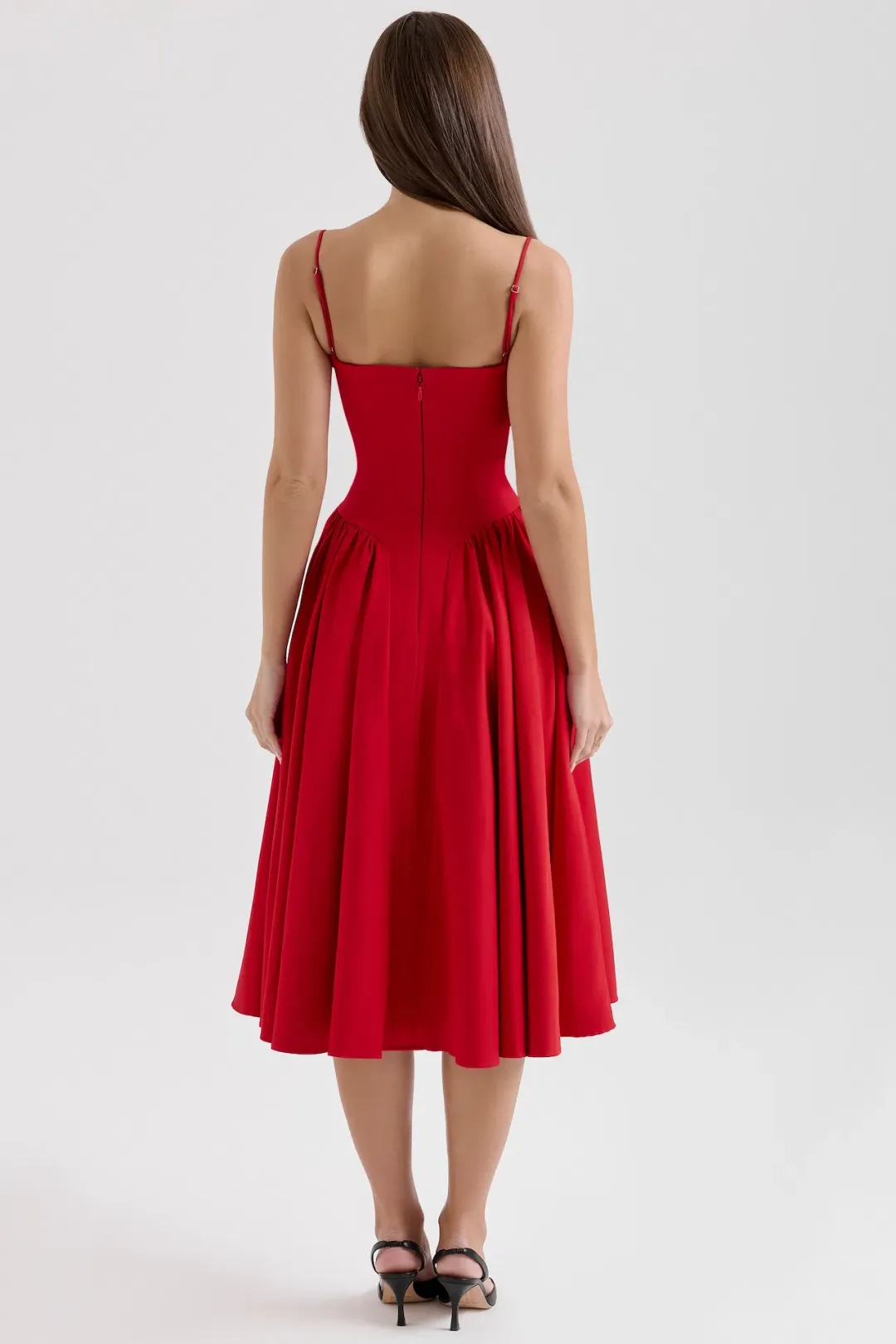 House of CB Samaria Gathered Midi Dress Red Size 8/S for rent on The Volte - main image