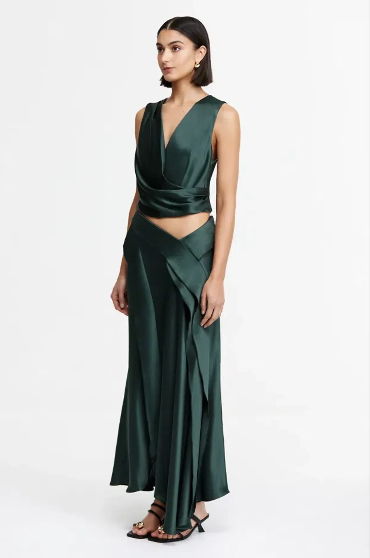Acler Asney Top and Yewdale Maxi Skirt Deep Olive Size 6 - Image 2