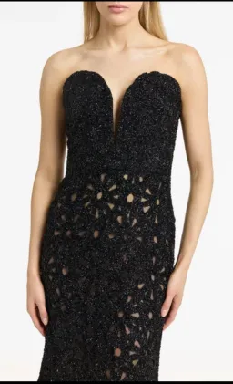 Carla Zampatti Black Lurex Encrusted Sheer Gown Size 12 for rent on The Volte - image 3