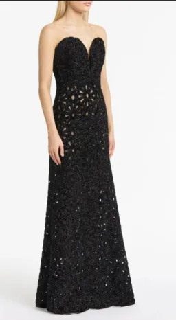 Carla Zampatti Black Lurex Encrusted Sheer Gown Size 12 for rent on The Volte - image 5