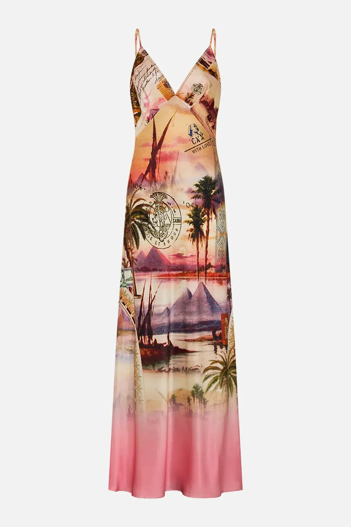 Camilla V Neck Full Length Bias Slip Maxi Dress Millas Got Mail Size 8 - Image 3