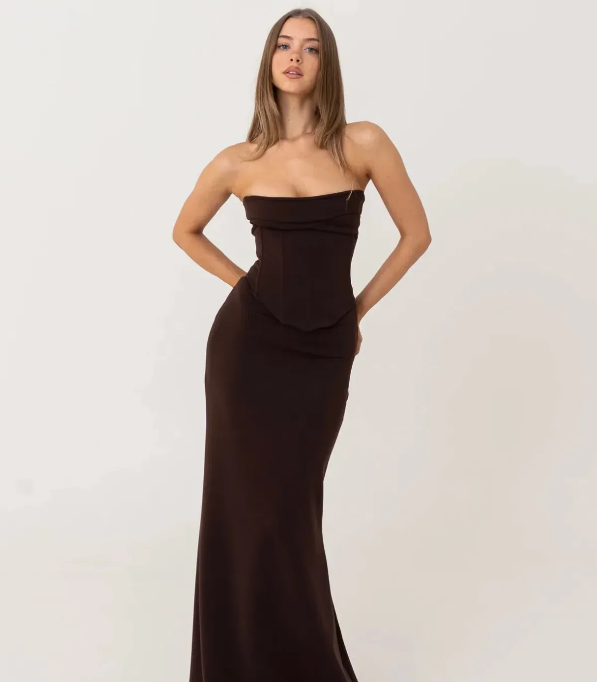 Hntr The Label Louie Gown Brown Size 8 - Image 1