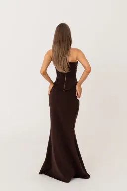 HNTR the Label Louie Maxi Gown in Brown Size 6 for rent on The Volte - image 2