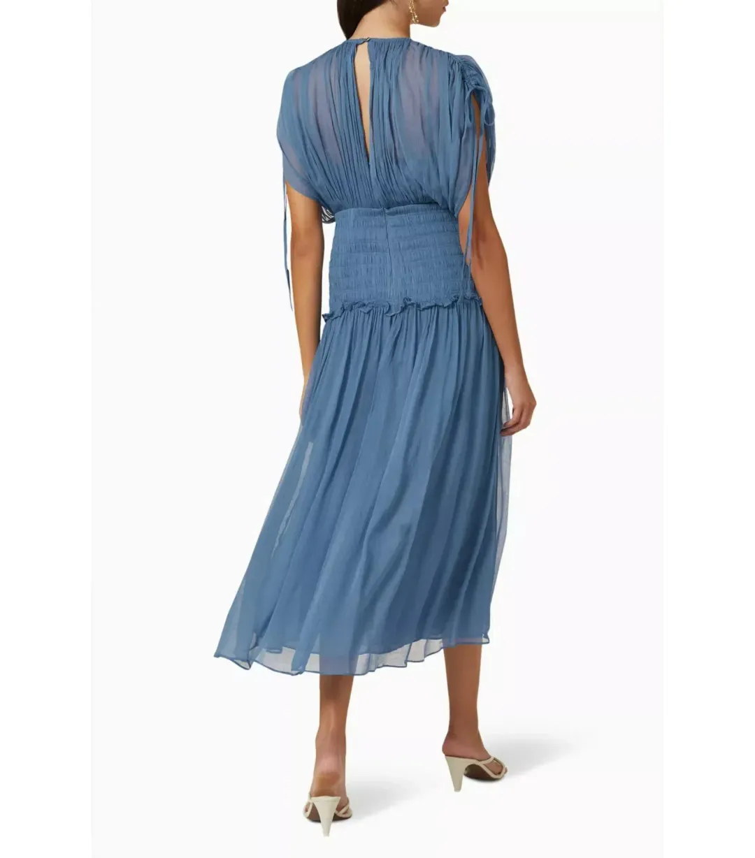 Shona Joy Noemi Ruched Midi Dress Blue Size AU 14 for rent on The Volte - main image