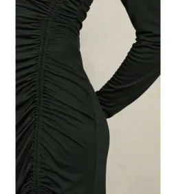 Reiss Rosie Jersey Ruched Midi Dress Dark Green Size 14/XL for rent on The Volte - image 6