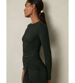 Reiss Rosie Jersey Ruched Midi Dress Dark Green Size 14/XL for rent on The Volte - image 3