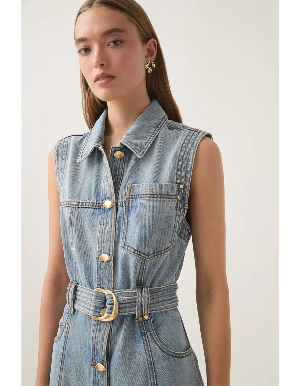 Aje Ray Denim Midi Dress Size 8/S - Image 4
