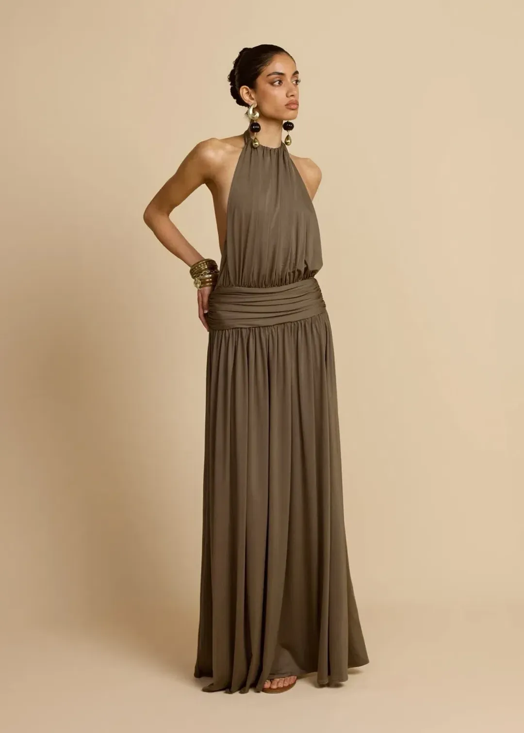 Arcina Ori Santina Dress Khaki Size AU 8 for rent on The Volte - main image