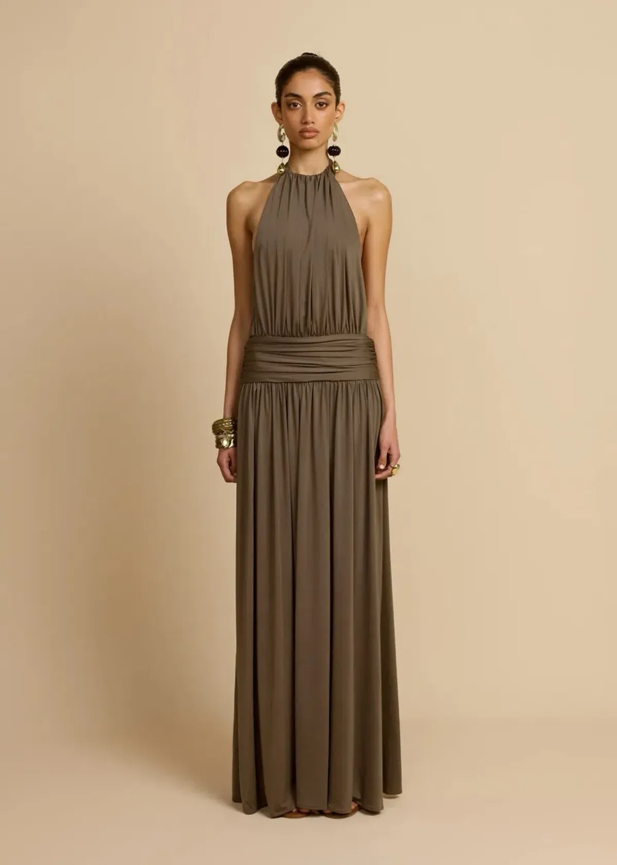 Arcina Ori Santina Dress Khaki Size AU 10 for rent on The Volte - main image