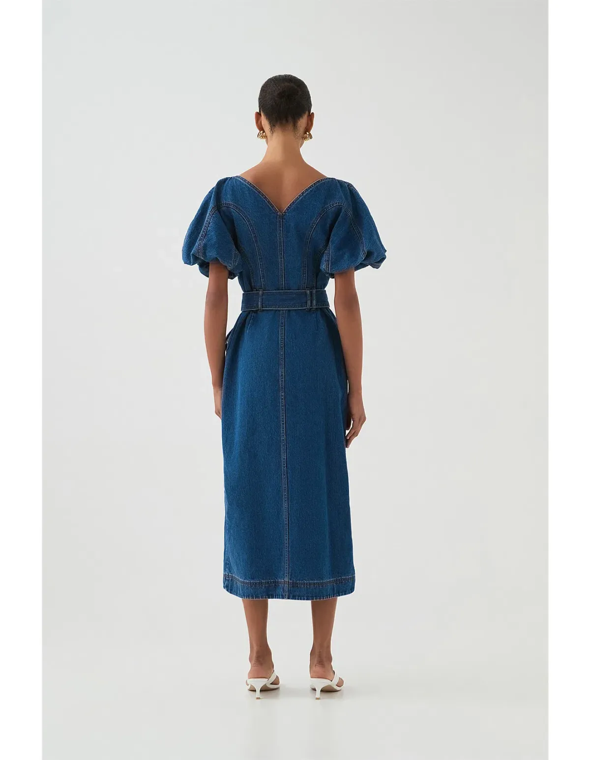 Aje Harper Denim Midi Dress in Classic Wash Size 6/XS - Image 3