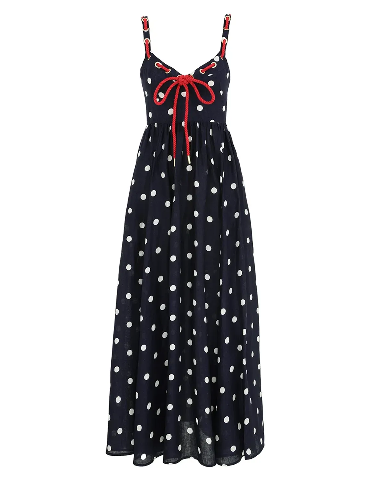 Zimmermann Scarborough Eyelet Maxi Dress in Blue Ivory Polka Dot Size 1 AU 10 - Image 1