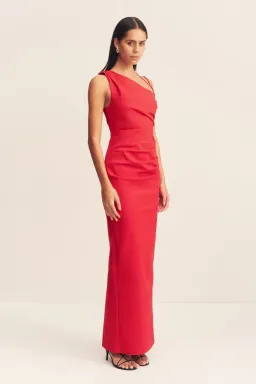 Shona Joy Lani Asymmetrical Gathered Maxi Dress Red Size 6 for rent on The Volte - image 2