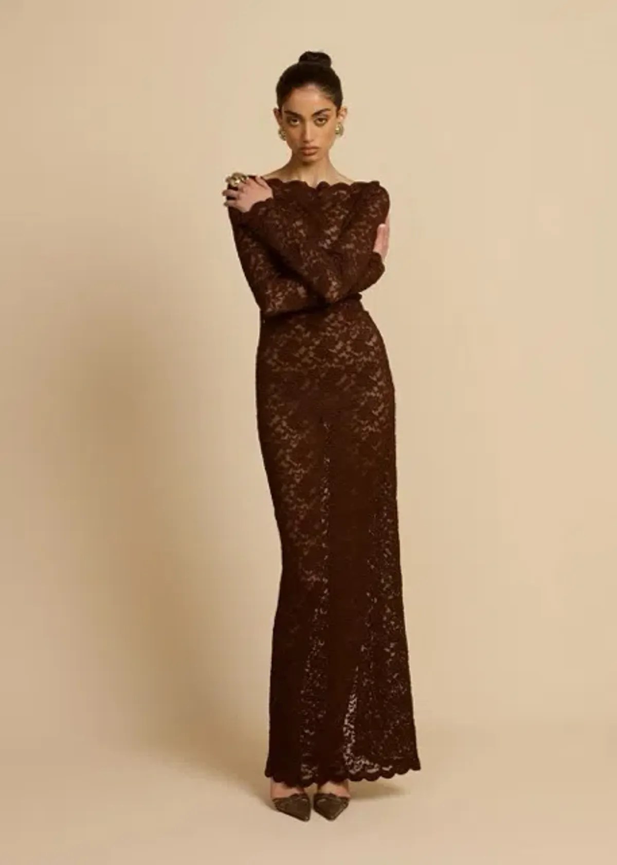 Arcina Ori Monet Maxi Dress Chocolate Brown Size AU 8 - Image 4