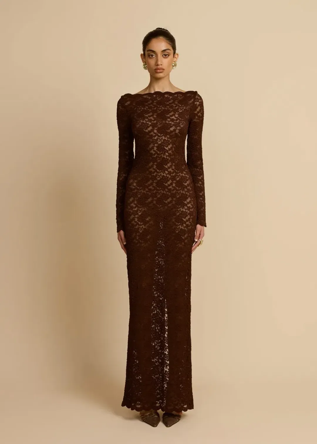 Arcina Ori Monet Maxi Dress Chocolate Brown Size M AU 10 for rent on The Volte - main image