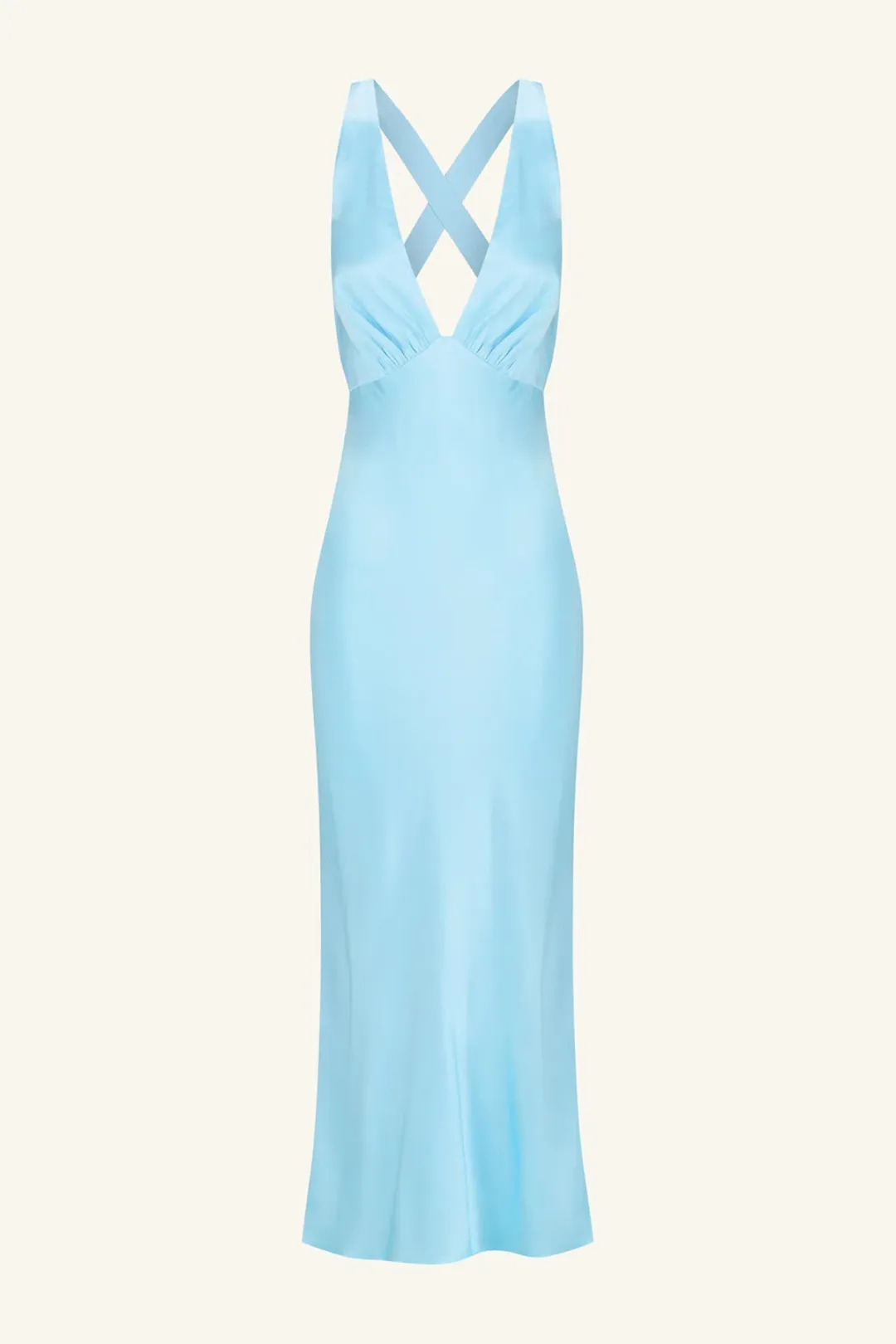 Shona Joy La Lune Plunged Cross Back Midi Dress in Iceberg Blue Size 8 for rent on The Volte - main image