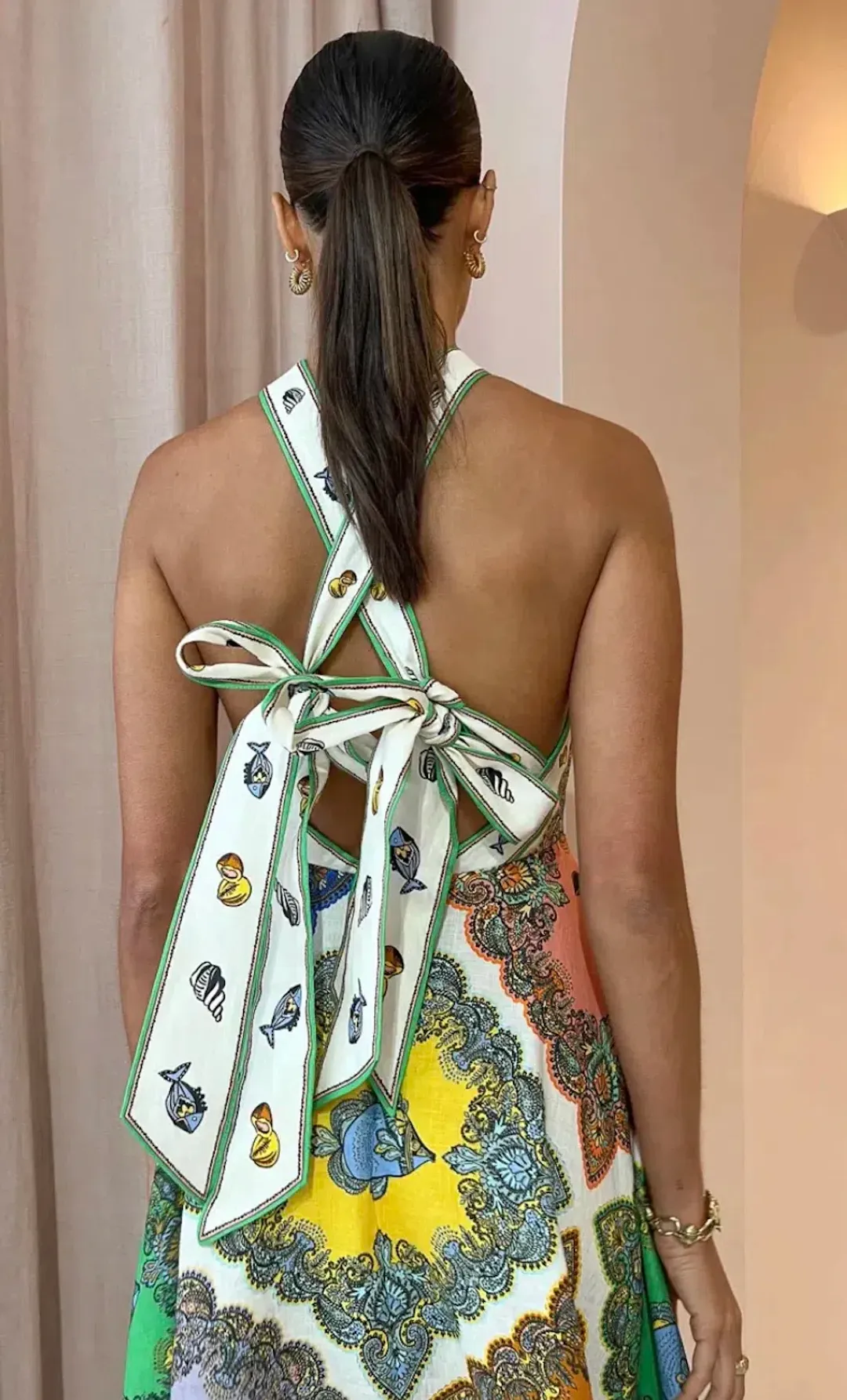 Alemais Trippy Troppo Halter Midi Multi Dress Size 8 for rent on The Volte - main image