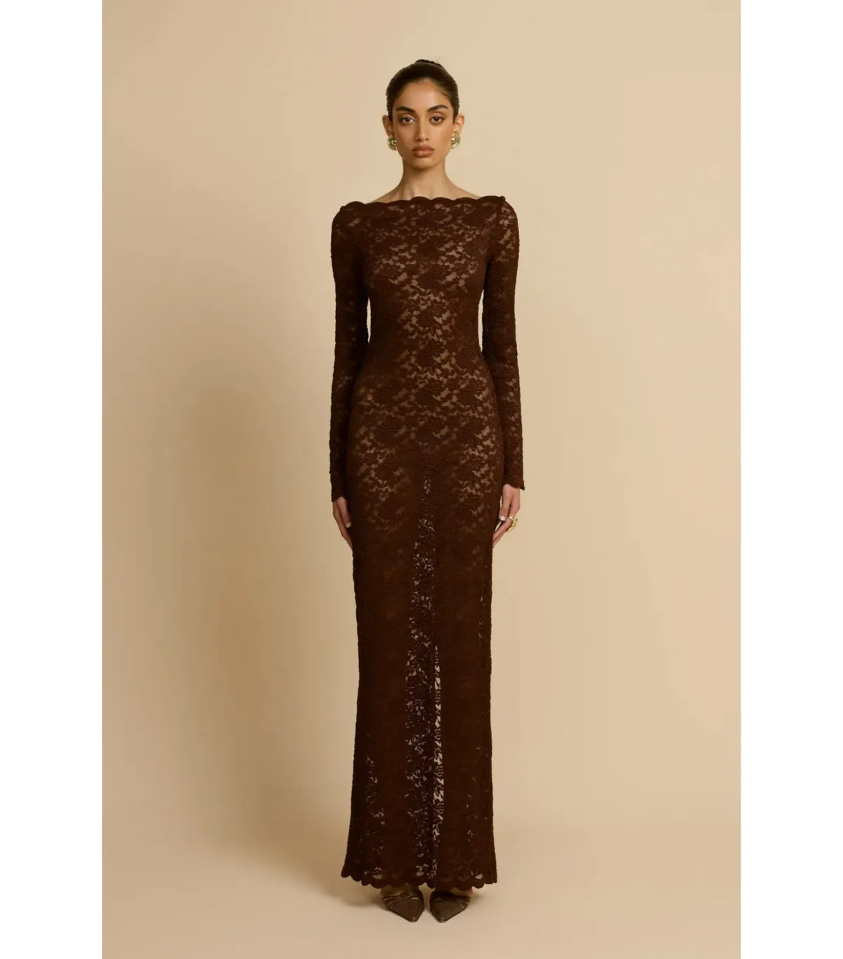 Arcina Ori Monet Maxi Dress Brown Size AU 8 for rent on The Volte - main image