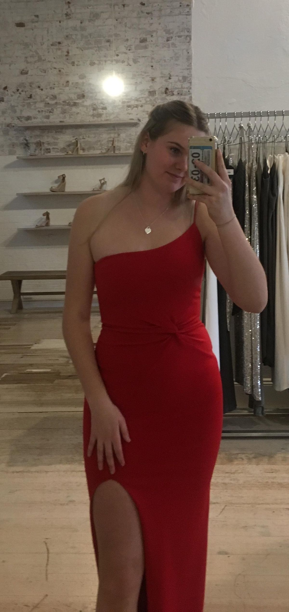 Red Dress Nookie Lust one shoulder gown red size 8 for rent on The Volte - main image