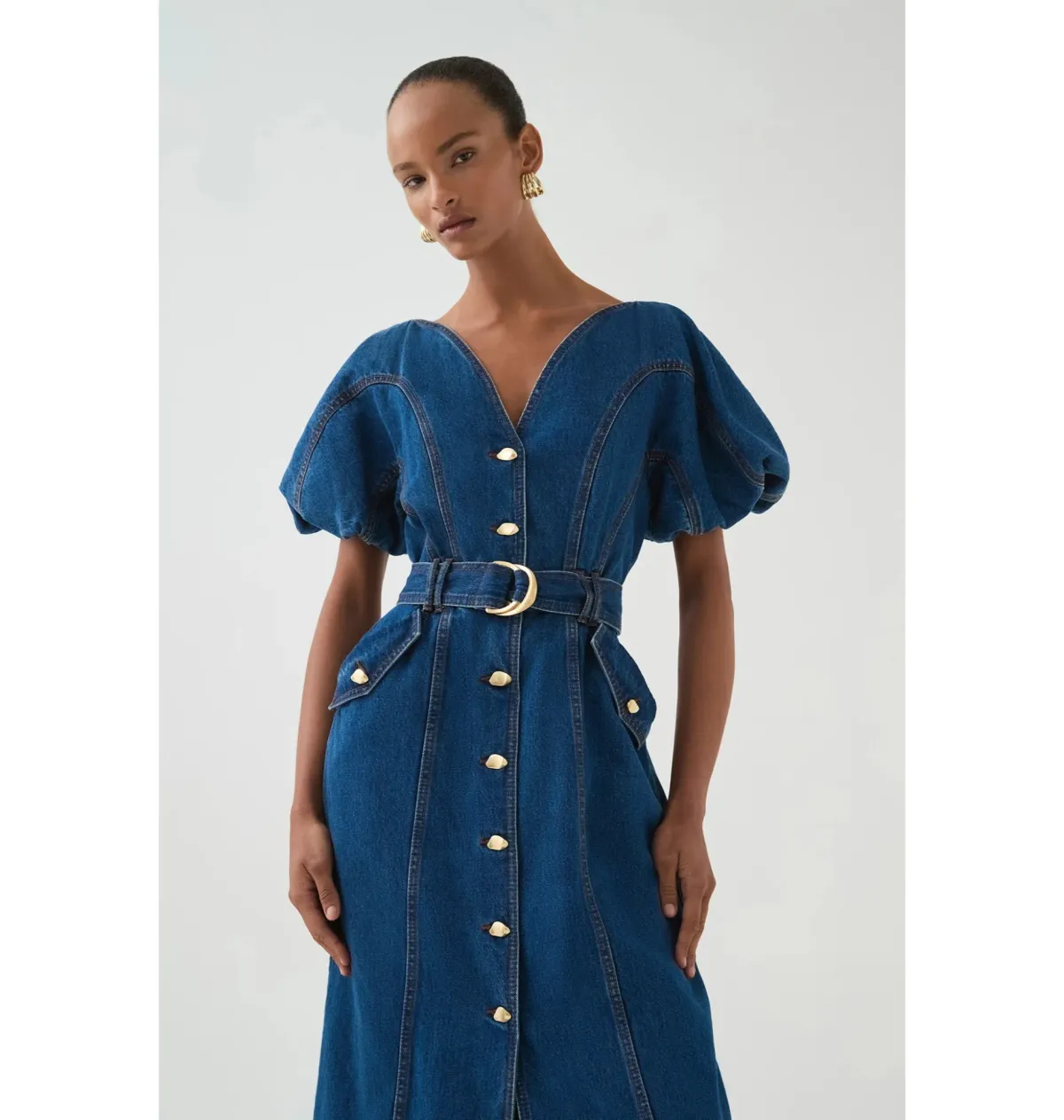 Aje Harper Midi Dress Denim Size 10/M - Image 5